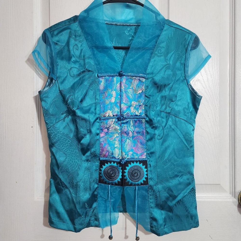 Vintage Blue Chinese Dragon Blouse